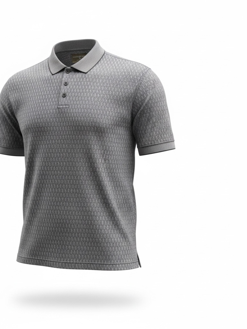 Vintage International Waters Polo Shirt Mens Large Gray Geometric Pattern Cotton